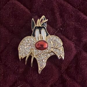 Vintage Warner Bros. Gold and Red Cartoon Brooch